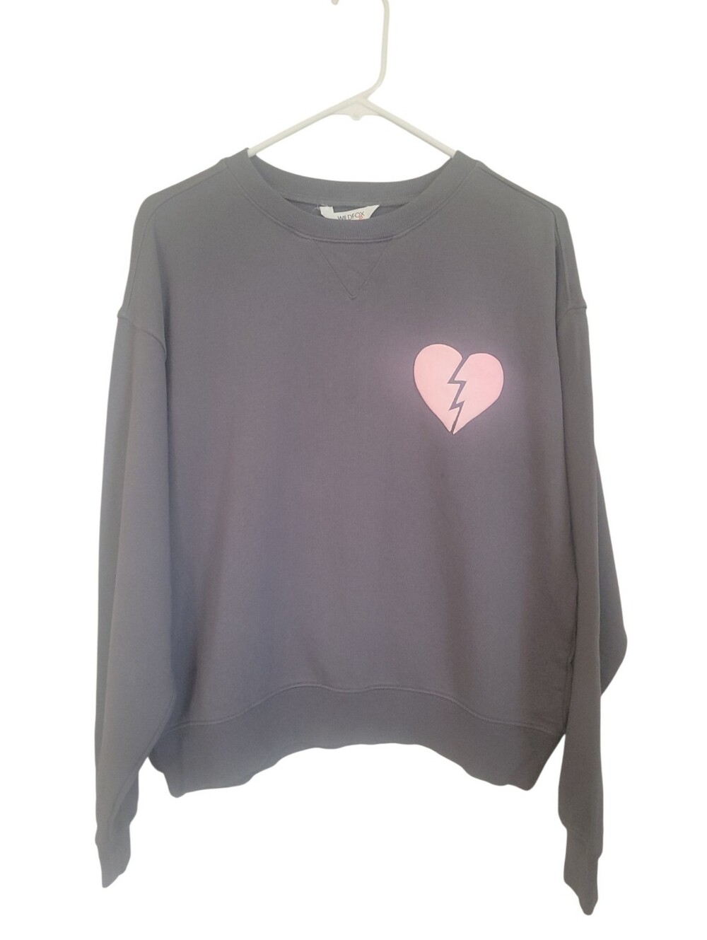 Wildfox I Wish It Was Saturday Graphic Sweatshirt Gray Pink Heart Oversized S - Picture 3 of 9